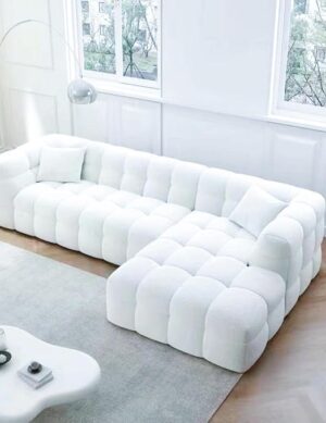 Luxury Luxe Multifunctional L-Shaped Fleece Sofa Set | Overstuffed Modular Cloud Design, Solid Wood Frame |Single/Double/Three/Four-Seater Options