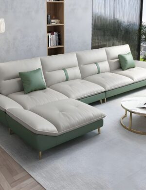 LUXURY LUXE Glam Tufted Faux Leather Sectional Sofa – White L-Shaped Chaise, Gold Brass Legs, 3-Piece Set for Living Room