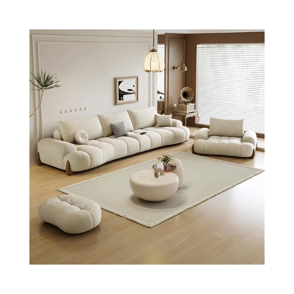 Luxury Luxe Cloud 3+2+1 Seater Sofa Set | Modern Light Luxury Fabric Design | Eco-Friendly | Durable Stress-Relieving Cream Living Room - Image 2