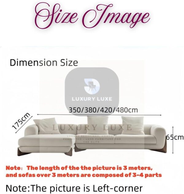 Luxury Luxe Left-Corner & Right Corner Configuration| L-Shape Sofa Set | Fleece Overstuffed Sectional Couch | Eco Modular 480cm (4-Piece) | Plush Comfort - Image 2