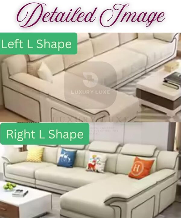 Luxury Luxe Corner Princess Modern Fabric L shape sofa | L-Shaped Sectional Sofa | Solid Wood Frame | Apartment Size for Living Room, Home Office & Bedroom - Image 2