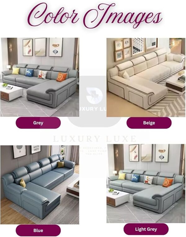 Luxury Luxe Corner Princess Modern Fabric L shape sofa | L-Shaped Sectional Sofa | Solid Wood Frame | Apartment Size for Living Room, Home Office & Bedroom - Image 4