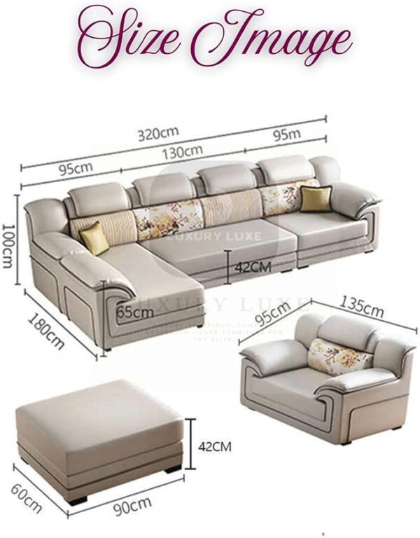 Luxury Luxe Corner Princess Modern Fabric L shape sofa | L-Shaped Sectional Sofa | Solid Wood Frame | Apartment Size for Living Room, Home Office & Bedroom - Image 5