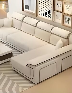 Luxury Luxe Corner Princess Modern Fabric L shape sofa | L-Shaped Sectional Sofa | Solid Wood Frame | Apartment Size for Living Room, Home Office & Bedroom