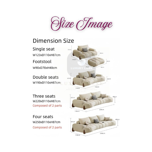 Luxury Luxe Cloud 3+2+1 Seater Sofa Set | Modern Light Luxury Fabric Design | Eco-Friendly | Durable Stress-Relieving Cream Living Room - Image 8