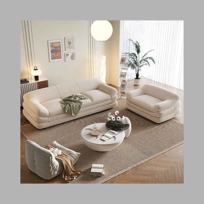 Luxury Luxe Velvet Cloud Sofa - Eco-Friendly Overstuffed Modular 1-4 Seater (Beige), Ergonomic Multifunctional Design, Scandinavian Modern Living Room Sofa