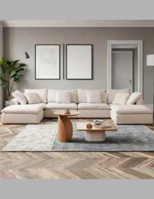 Luxury Luxe U-Shape Modular Sectional Sofa Set, Modern Nordic Velvet Fabric with Down Filling, Backless L-Shape Design, Customizable Configurations for Living Room, Apartment, Hotel