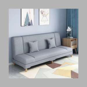 Luxury Luxe Trendy Grey Loveseat Sleeper Sofa | Modern Light Gray Cotton Linen Upholstery | Seats 4 with 2 Pillows | Solid Color Sofa Bed for Living Room, Apartment, or Guest Room