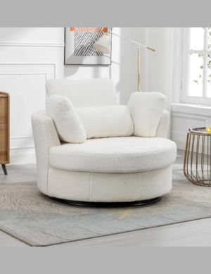 Luxury Luxe Oversized 360° Swivel Accent Chair - Modern Plush Upholstered Round Sofa with Detachable 4 Pillows - 450lb Capacity - Multiple Colors for Living Room, Bedroom & Home Office