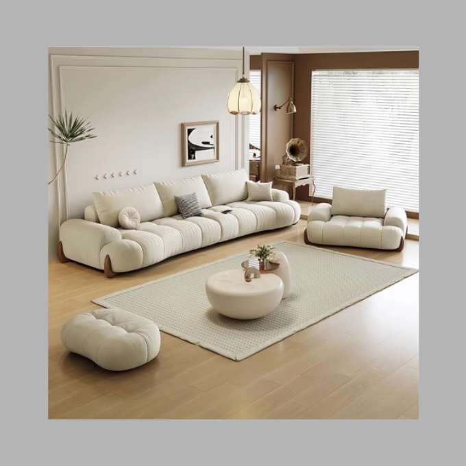 Luxury Luxe Cloud 3+2+1 Seater Sofa Set | Modern Light Luxury Fabric Design | Eco-Friendly | Durable Stress-Relieving Cream Living Room