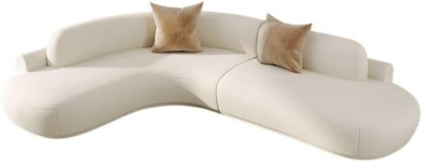 Luxury Luxe Midnight Black Curved Sectional Sofa, Left Hand Facing, Frosted Velvet Upholstery, Armless, Pillow Back, Scratch Resistant (White, 240W x 160D x 70H c) Buy Online at Best Price in UAE - Amazon.ae - Image 2
