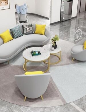 Luxury Luxe Dutch Velvet Arc Sofa Set Grey Pink Modular Sectional With Curved Stool for Living Room & Office