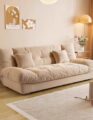 Luxury Luxe Modern 3-Seater Convertible Fabric Sofa Bed for Bedroom and Folding Living Room Furniture | Space-Saving, Armless Tufted Back, High-Density Foam