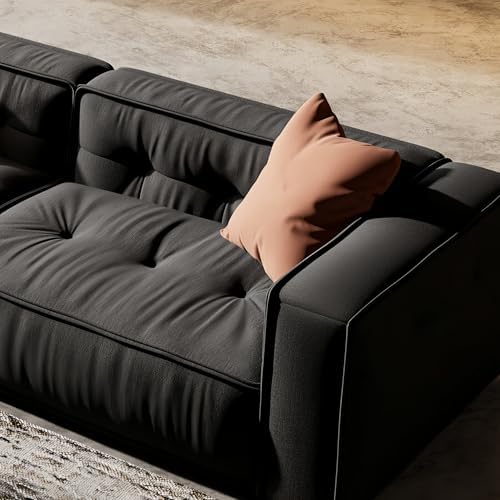 Luxury Luxe Toast Sofa Set - Fleece Fabric Overstuffed Multifunctional Sofa Chair for Living Room & Office, Black, Single/Double/Three/Four-Seaters (Black, Single-seater 115 cm) - Image 6