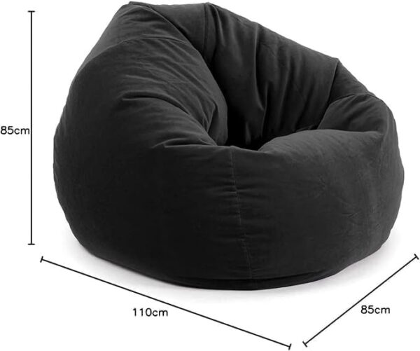 Luxury Luxe Bean Bag Chair – Black Velvet Lounger, X-Large Soft & Comfortable, Indoor/Outdoor, Lightweight with Beans, Teardrop Shape, Premium Velvet, Perfect for Adults – 85x85x110 cm (Black 1) Buy Online at Best Price in UAE - Amazon.ae - Image 3