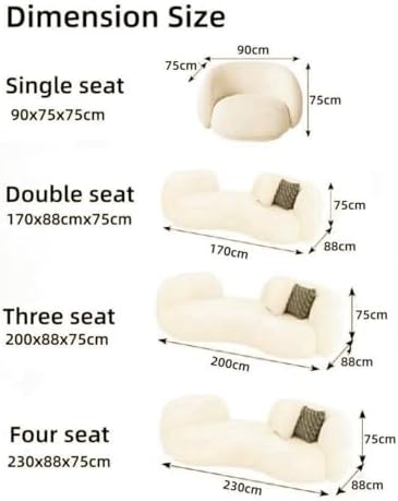 Luxury Luxe Overstuffed Fleece Fabric Arc Sofa Set - Plush Sectional Couch for Living Room, Office, Home - Beige/White - 1/2/3/4-Seater (90cm, 170cm, 200cm, 230cm) - Image 2