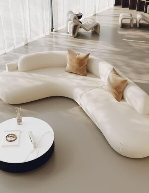 Luxury Luxe Midnight Black Curved Sectional Sofa, Left Hand Facing, Frosted Velvet Upholstery, Armless, Pillow Back, Scratch Resistant (White, 240W x 160D x 70H c) Buy Online at Best Price in UAE - Amazon.ae