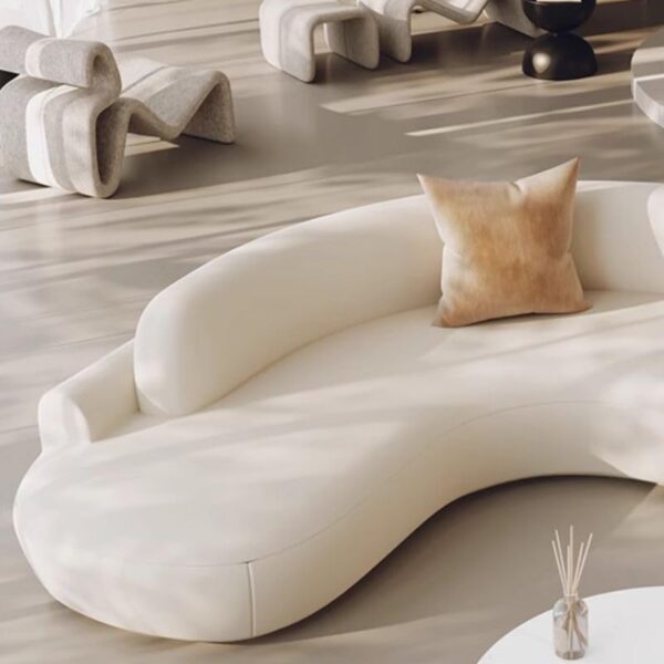 Luxury Luxe Midnight Black Curved Sectional Sofa, Left Hand Facing, Frosted Velvet Upholstery, Armless, Pillow Back, Scratch Resistant (White, 240W x 160D x 70H c) Buy Online at Best Price in UAE - Amazon.ae - Image 6
