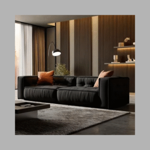 Luxury Luxe Toast Sofa Set - Fleece Fabric Overstuffed Multifunctional Sofa Chair for Living Room & Office, Black, Single/Double/Three/Four-Seaters (Black, Single-seater 115 cm)