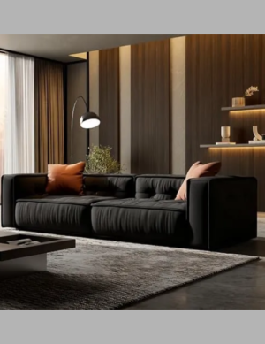 Luxury Luxe Toast Sofa Set - Fleece Fabric Overstuffed Multifunctional Sofa Chair for Living Room & Office, Black, Single/Double/Three/Four-Seaters (Black, Single-seater 115 cm)