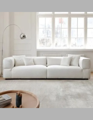 Luxury Luxe Overstuffed Fleece Fabric Sofa Set - Modern 3/4/5 Seater Couch for Living Room & Office, Eco-Friendly, Plush Comfort, Beige Grey (235cm/265cm/295cm)