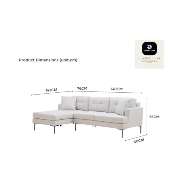 Luxury Luxe 2-Piece L-Shaped Sectional Sofa Set – Modern Beige Modular Sofa - Image 3