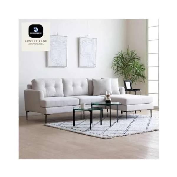 Luxury Luxe 2-Piece L-Shaped Sectional Sofa Set – Modern Beige Modular Sofa - Image 6