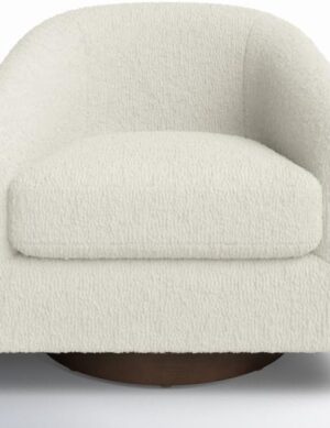 Luxury Luxe Bennett Upholstered Swivel Barrel Chair, Modern 360° Swivel Accent Chair with Contoured Back, Tear-Resistant Fabric & Solid Wood Base