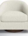 Luxury Luxe Bennett Upholstered Swivel Barrel Chair, Modern 360° Swivel Accent Chair with Contoured Back, Tear-Resistant Fabric & Solid Wood Base