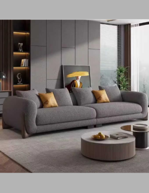 Luxury Fleece Fabric Overstuffed Sofa Set