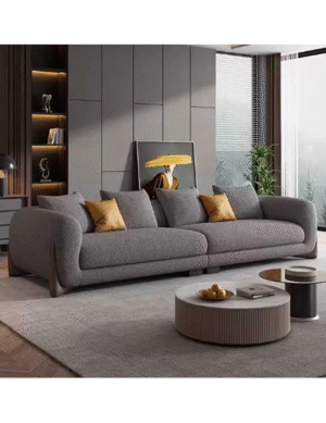 Luxury Fleece Fabric Overstuffed Sofa Set