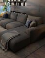 Luxury Luxe Nordic Modern L-Shape Sectional Sofa - Plush Upholstery, Sturdy Metal Frame | Left & Right Facing Configurations in Off-White & Dark Grey