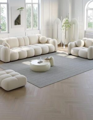 Luxury Luxe Light Luxury Fabric Cloud Shaped Sofa Set – Stylish, Comfortable, Durable, and Easy-to-Clean Sofa for Modern Living Rooms