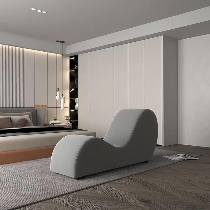 Luxury Luxe SoulCraft S-Shape Tantric Leather Loveseat – Cream Contemporary Chaise Lounge for Yoga & Couples - Image 3