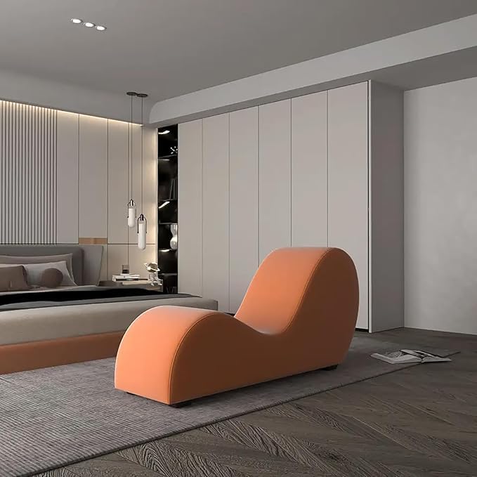 Luxury Luxe SoulCraft S-Shape Tantric Leather Loveseat – Cream Contemporary Chaise Lounge for Yoga & Couples - Image 6