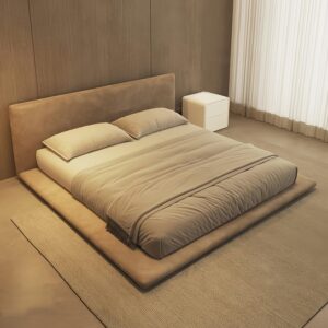 Eco-Friendly Linen Upholstered Bed Frame with Storage – Modern Sustainable Bedroom Furniture, Multiple Colors and Size Options Solid Wood Slat Support