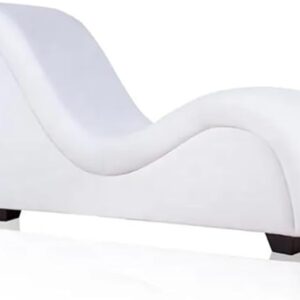 S-Shape Chaise Lounge, Cream, Premium Leather, Contemporary Style, Foam Cushioning