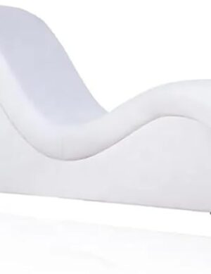 S-Shape Chaise Lounge, Cream, Premium Leather, Contemporary Style, Foam Cushioning