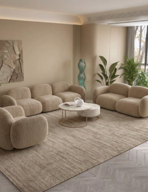 Modern Cream Sofa – Minimalist Straight-Line 3-2-1-Seater Couch for Living Room, Small Apartment, | Compact, Comfortable Fabric Upholstery